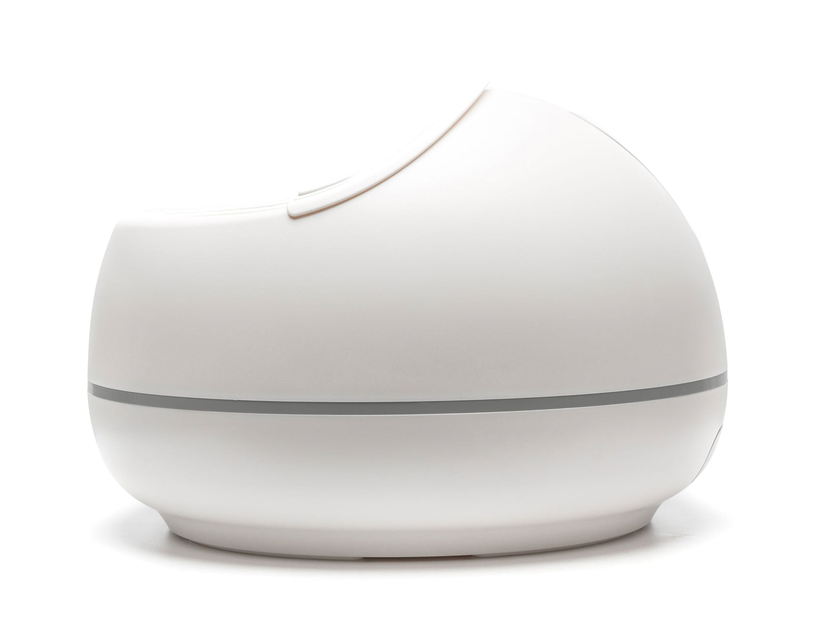 The Rio Steam Foot Spa is a modern, sleek, white, dome-shaped device with a smooth surface and thin gray line—perfect for soothing aching feet with relaxing steam technology.