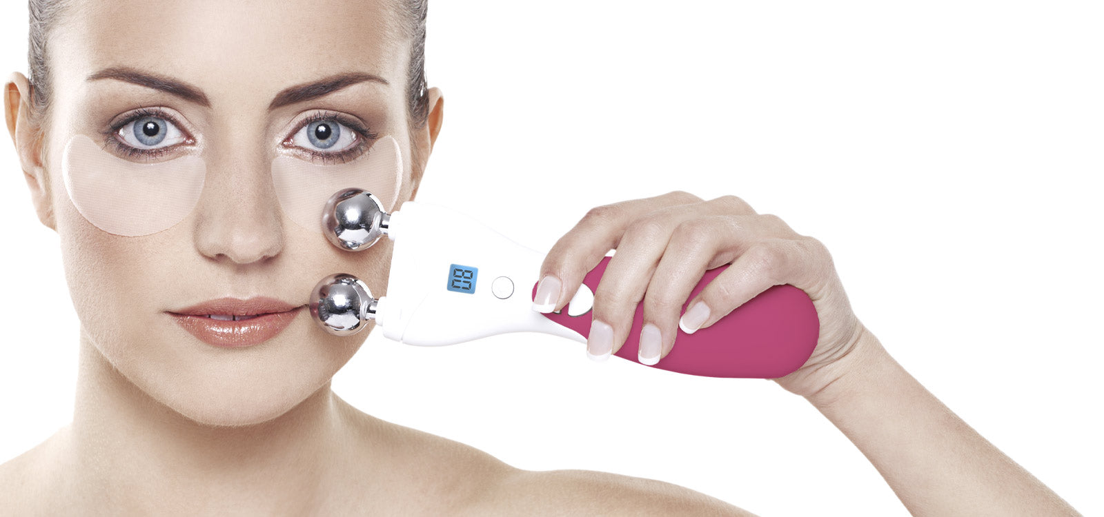 60 Second Face Lift being used on face with gel patches