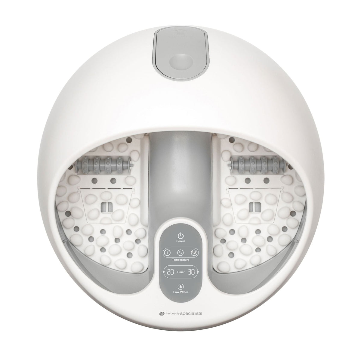 Steam foot spa with massage rollers and pebble base 