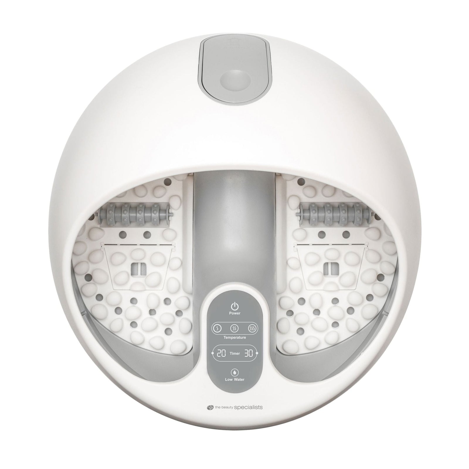 Steam foot spa with massage rollers and pebble base 