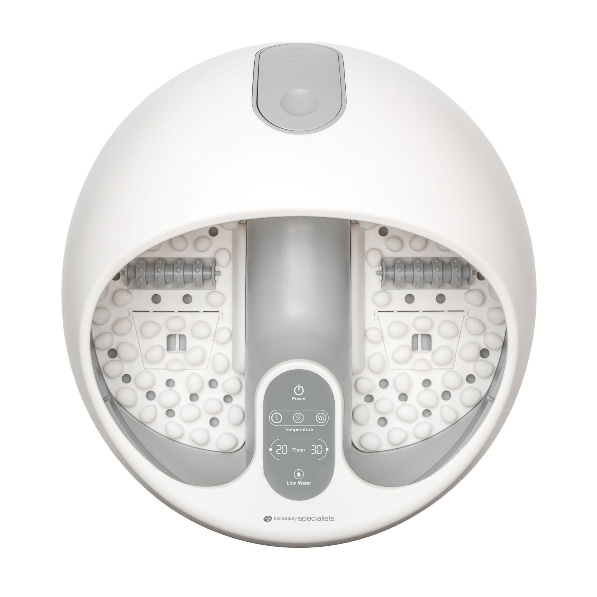 Steam foot spa with massage rollers and pebble base 