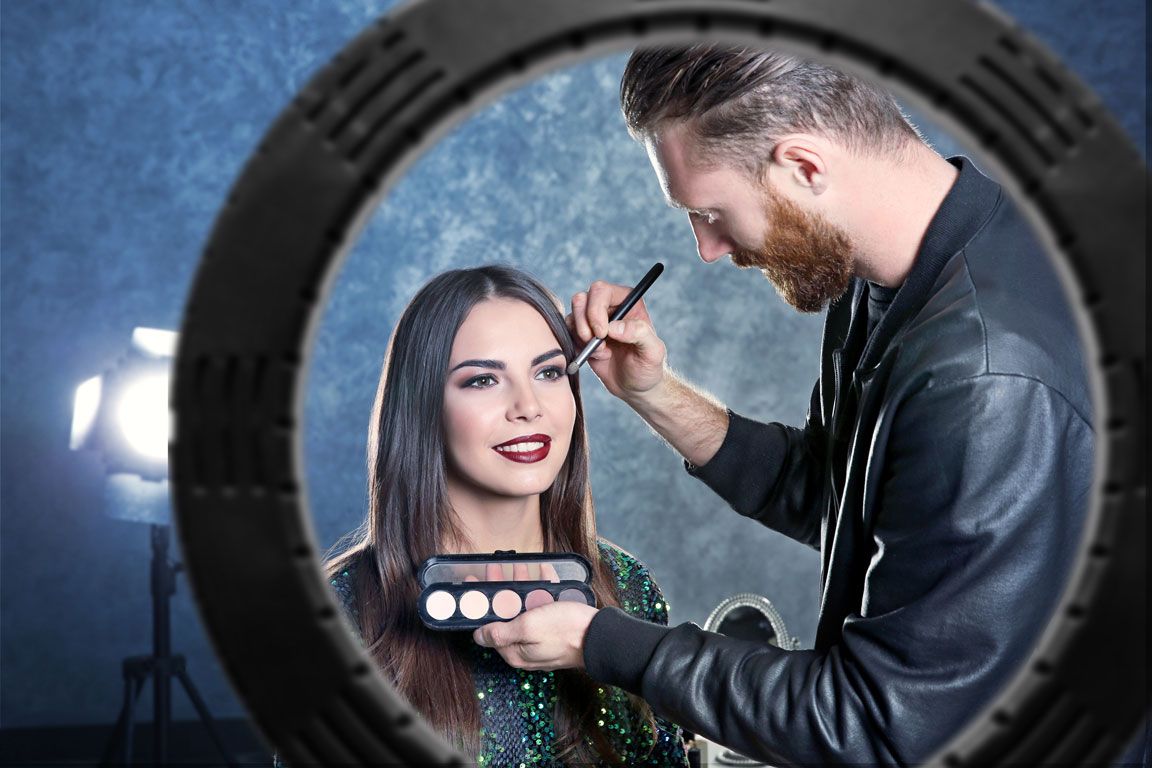 Trucco professionale e vlogging Anello luminoso a LED dimmerabile da 18 pollici (45 cm).