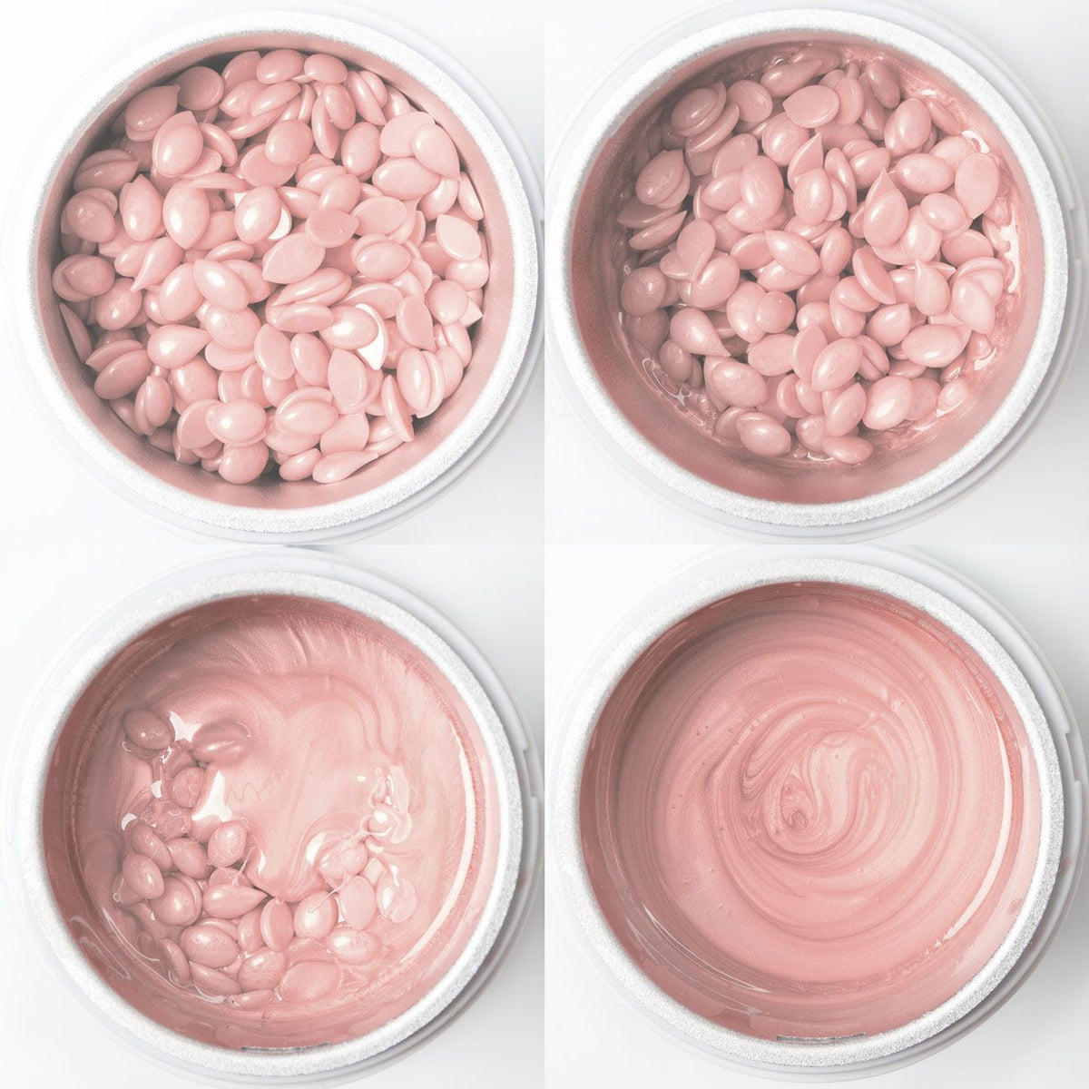 various stages of melting process of honey Premium hard wax beads