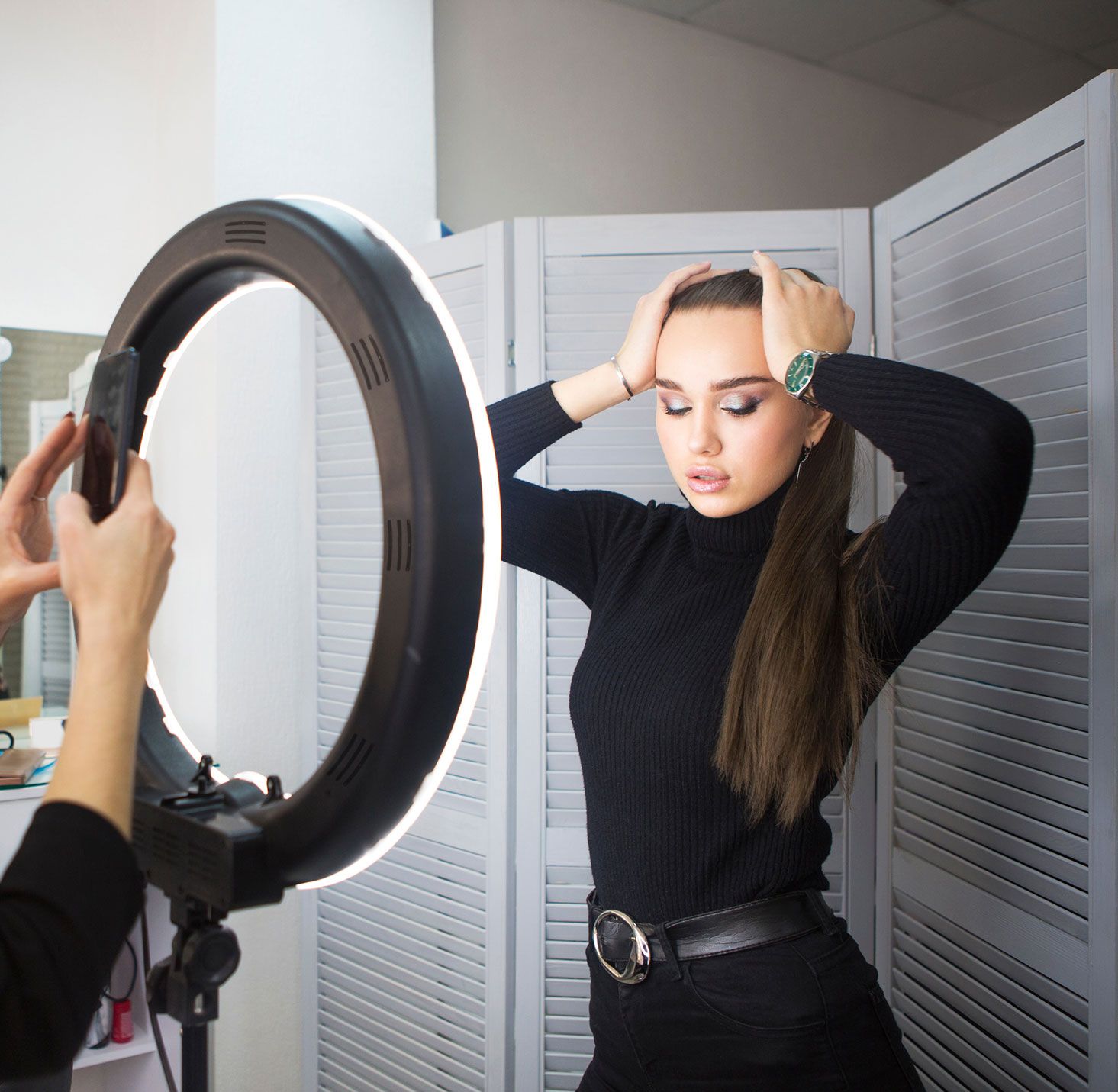 Trucco professionale e vlogging Anello luminoso a LED dimmerabile da 18 pollici (45 cm).