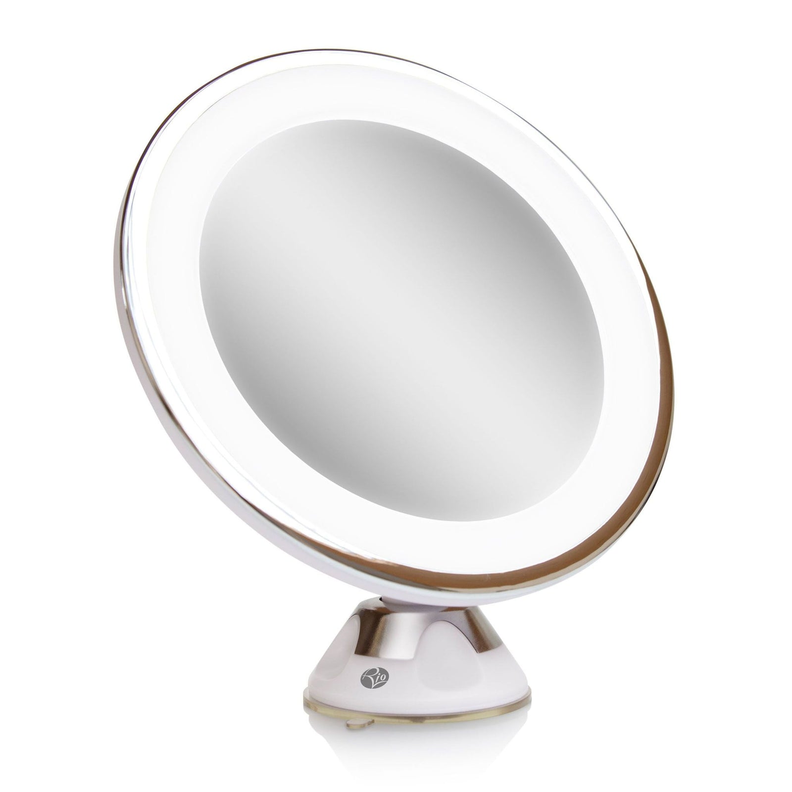 Multi use LED illuminated make up mirror with suction cup base