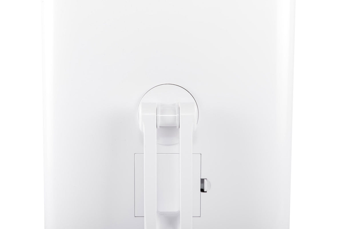 rear view of Full size LED make up mirror swivel attachment and battery pack visible