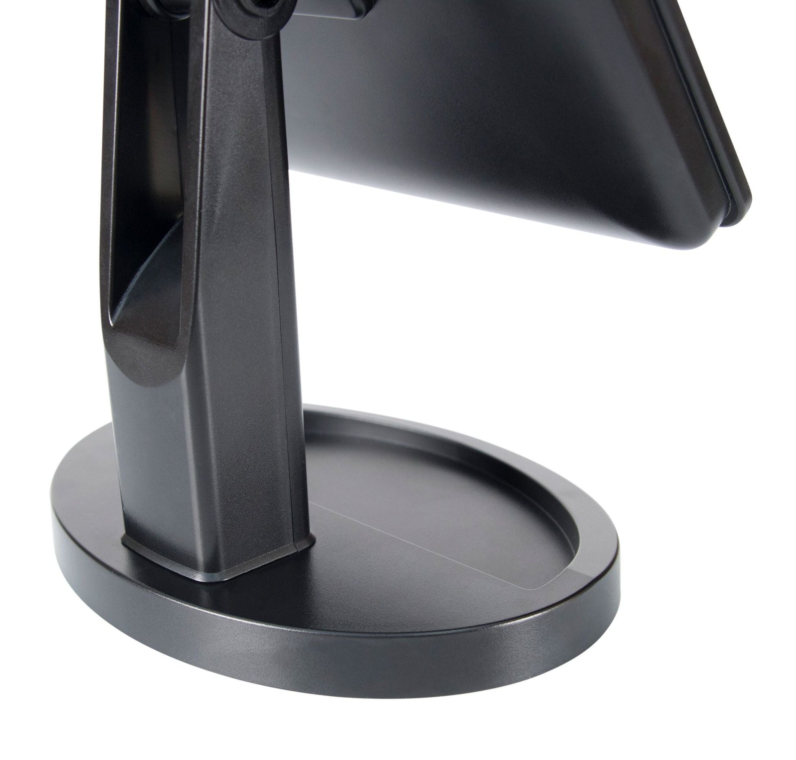 close up of base of mirror with built in compact storage tray