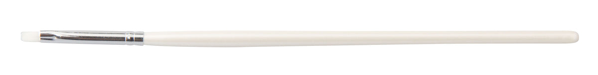 The Rio Flat Head Brush features a white handle, short rounded white bristles, and a silver ferrule, displayed on a clean white background.